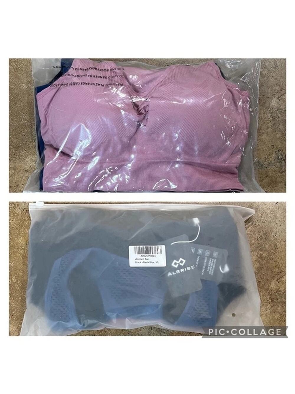 NEW ALRRISE 3-Pack BLUE PINK BLACK Seamless Racerback Athleisure Sports Bras XL